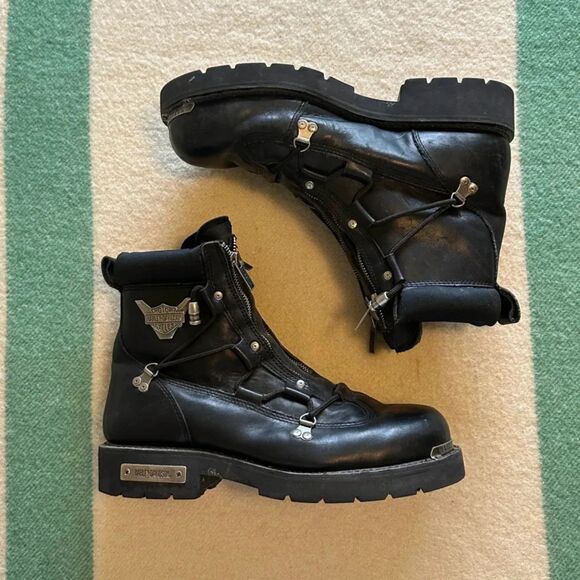 Vintage Harley Davidson Brake Light Biker Boots Size 13 Rick Stompers - Picture 1 of 7